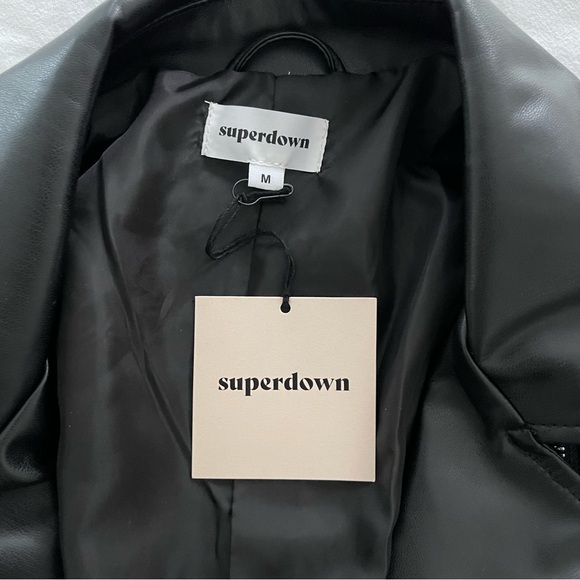 Revolve superdown Lydia Embroidered Moto Jacket In Black & White - Picture 5 of 6